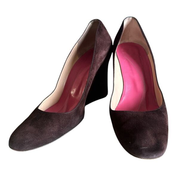 Kate Spade Vintage Brown Suede Wedge Heels Fall Classic Pumps Shoes Size 9 - Picture 5 of 9